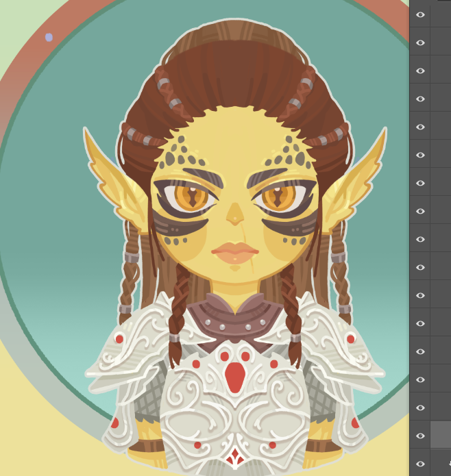 LinBDLX's tweet photo. When I hide the layer it seem like Lae'zel child's time,I guess #bg3 #BaldurGate #BaldursGate3 #Laezel https://t.co/ZGMiVsBklX