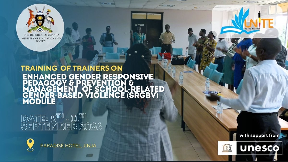 uwanvince's tweet photo. The Ministry of @Educ_SportsUg, in partnership with @uniteuganda24 with @UnescoEast support, has officially launched the 4-Day Training of Trainers (ToT) on the Enhanced #GenderResponsivePedagogy (GRP) and School-Related (SRGBV) Prevention Module.  
#UNESCOUganda https://t.co/VknToxaXv9