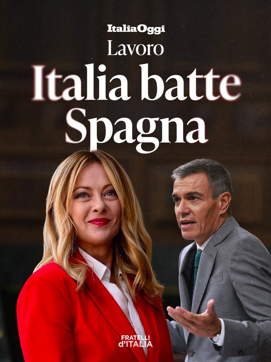 FratellidItalia's tweet photo. Per anni il “modello Sánchez” è stato indicato dalla sinistra italiana come la strada da seguire anche sul lavoro, con l’idea che l’Italia dovesse replicarne ricette e scelte.

I numeri, ancora una volta, smontano il mito e restituiscono la realtà: oggi il tasso di disoccupazione in Italia è al 5,1%, contro il 9,9% della Spagna.

Ma la differenza più significativa riguarda la qualità del lavoro. In Italia la crescita occupazionale è trainata soprattutto dai contratti a tempo indeterminato, mentre diminuiscono quelli a termine. In Spagna, invece, pesa molto di più il lavoro discontinuo, con una quota rilevante di lavoratori formalmente occupati ma di fatto inattivi e senza salario.

A forza di screditare l’Italia e inseguire modelli esteri, la sinistra ha preso l’ennesima cantonata.