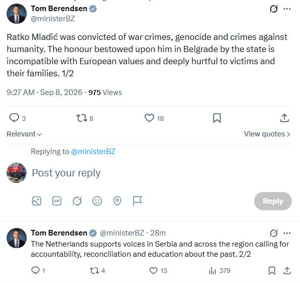 fabianvendrig's tweet photo. Croatia, an EU member state, honors people associated with the Nazi-aligned Ustaše regime in #Croait for example, and that apparently raises no concerns for @vonderleyen and all her EU minions.  This morning, and earlier this week, it seems they well coordinated action against #Serbia.

The thing is that when #Serbia facilitates the burial of #Mladic, it is portrayed as a major problem, but when this happens any where else it is no problem.   

The double standards are so blatant that they are not even shocking anymore.  A day without bashing #Serbia is not a day it seems....

Let's hope this is soon over, because open old wounds is for nobody good.