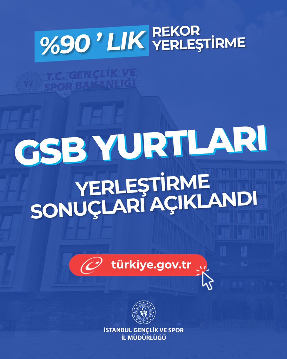 GSB_Istanbul's tweet photo. 📣GSB Yurtları YERLEŞTİRME SONUÇLARINIZ açıklandı!

Linki buraya bıraktık👇🏻
🔗https://t.co/HWLIAtTt9Q https://t.co/Dw6588XlNf