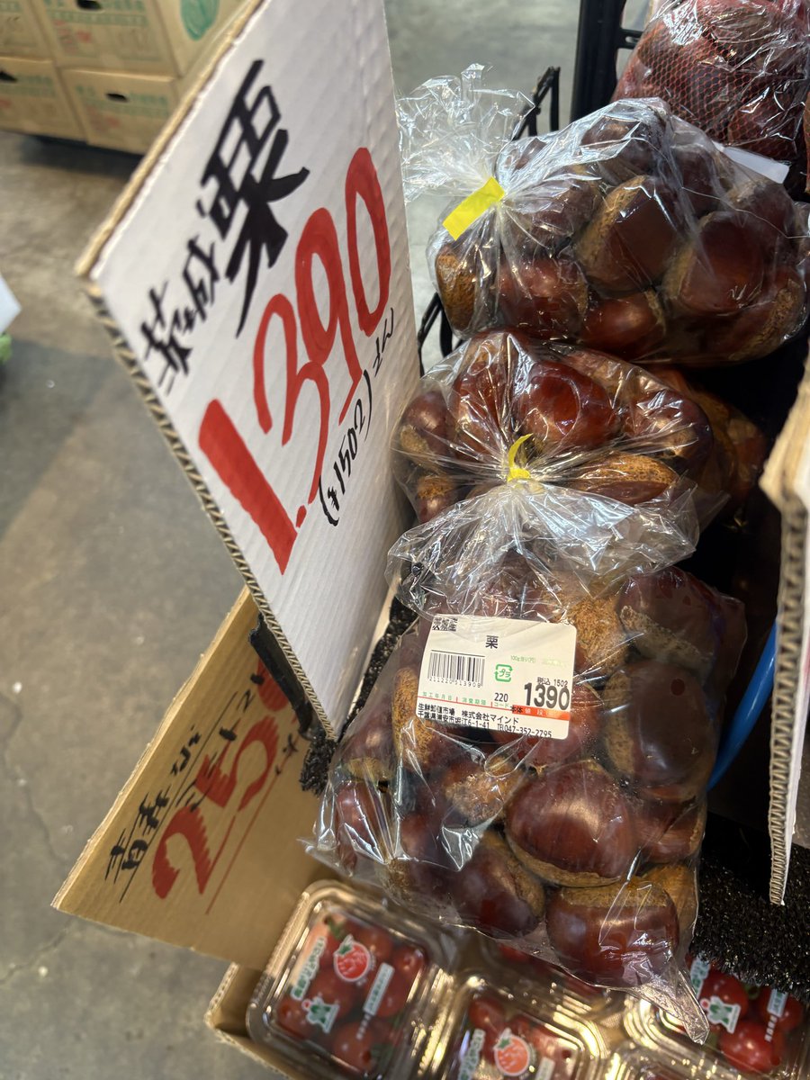 mindhorieten's tweet photo. #栗 が来ました！
茨城産 1キロ 1380円🌰
埼玉産 1ネット 799円🌰
#マインド堀江店 #八百屋 https://t.co/U9Kpgz9A3d