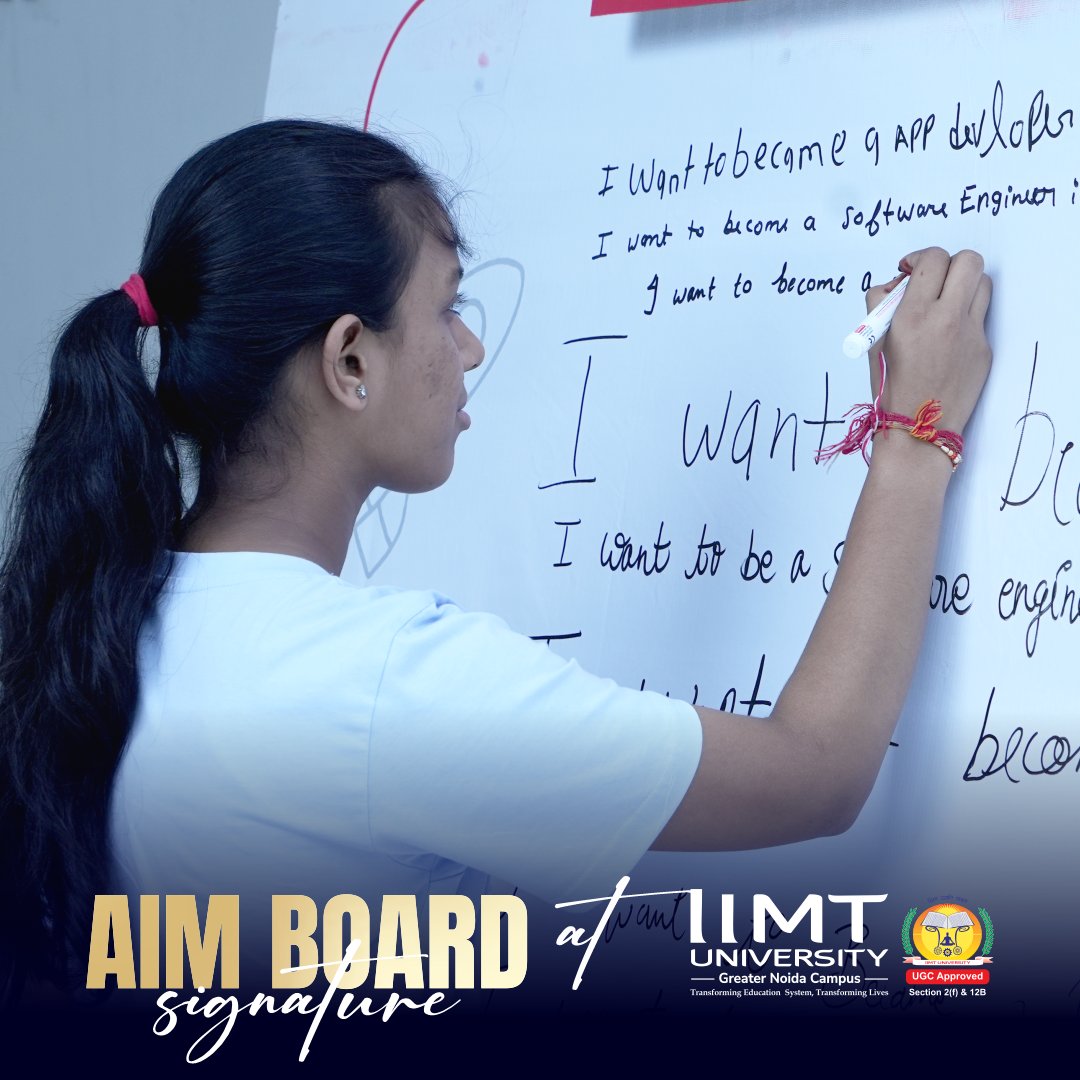 IIMT_U_GrNoida's tweet photo. Your goals just got a signature. ✍️✨
At IIMT University, students are turning dreams into commitments. Every signature on the Aim Board is a promise to themselves—and a step toward a bigger future. 🚀
What’s YOUR aim? Tell us below! 👇
#AimBoard #MyAim #IIMTUniversity https://t.co/Qm5TH9gnat