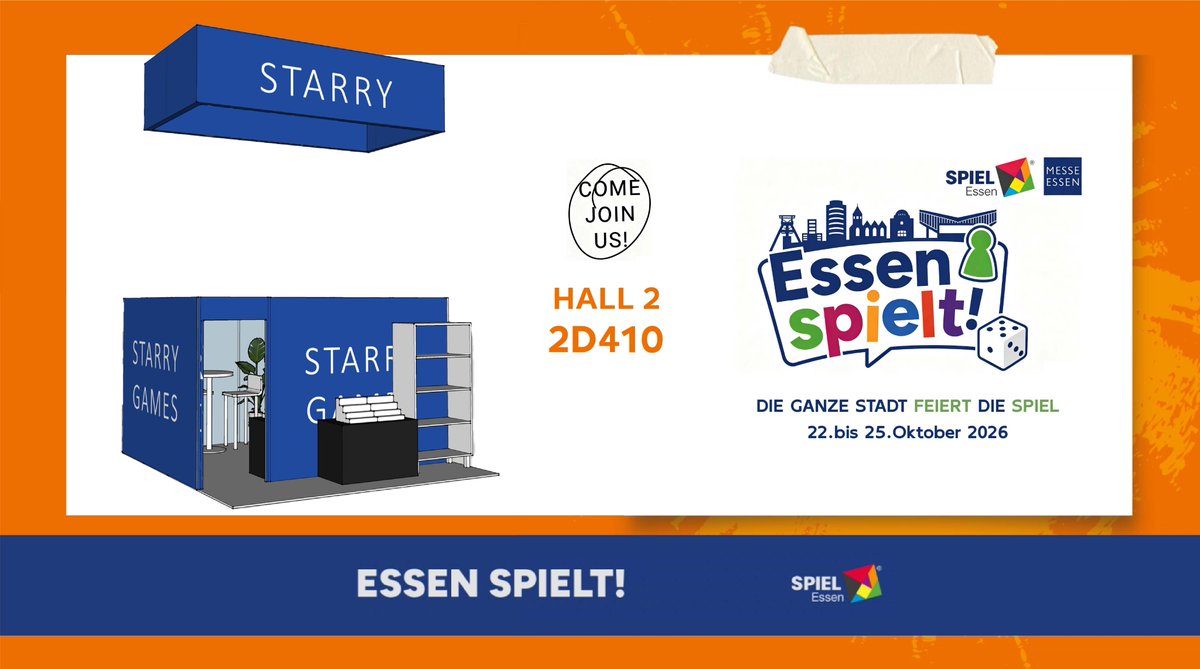 StarryGM's tweet photo. The countdown begins! StarryGames is getting ready for Essen Spiel 2026. We’re bringing miniatures, collectibles, packaging solutions, and Kickstarter‑friendly production workflows. See you in Germany!
 #EssenSpiel2026 #StarryGames #BoardGames https://t.co/1jqGvYDJSJ