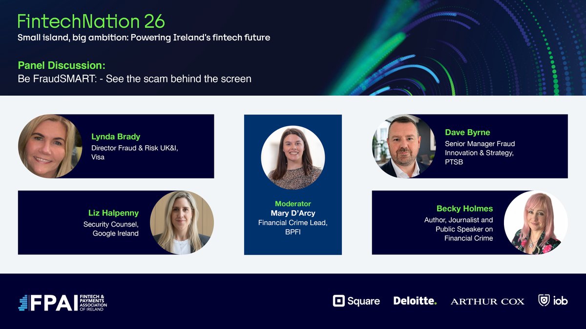 BPFINews's tweet photo. Tickets selling fast for #FintechNation26 on 22 Sept. Don't miss "Be FraudSMART: See the Scam Behind the Screen" panel as experts discuss tackling scams and protecting customers, businesses and communities. Book now: https://t.co/hW4iohldJ0 #fraud #FraudSmart https://t.co/a4tDjE2jQr