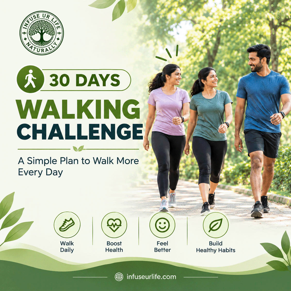 OfficialIUL's tweet photo. 🚶‍♀️🚶‍♂️ Ready to move more? Take the 30 Days Walking Challenge and build a simple daily walking habit to boost health, feel better, and stay active in 2026. One walk at a time, one healthy habit at a time! 🌿

#Walking #FitnessMotivation #InfuseUrLife #InfuseYourLife #IUL https://t.co/JTj3KUGSTa