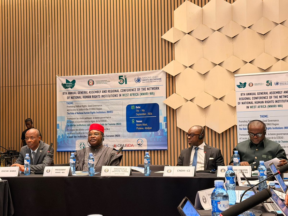 ONU_Droits_BRAO's tweet photo. 🇨🇮 Abidjan accueille les 7-8 septembre la 8e Assemblée générale et Conférence régionale du Réseau des institutions nationales des droits de l'homme d'Afrique de l'Ouest. 
Objectif : promouvoir les droits politiques, économiques et sociaux, renforcer la bonne gouvernance. https://t.co/a76a4ej1Mh