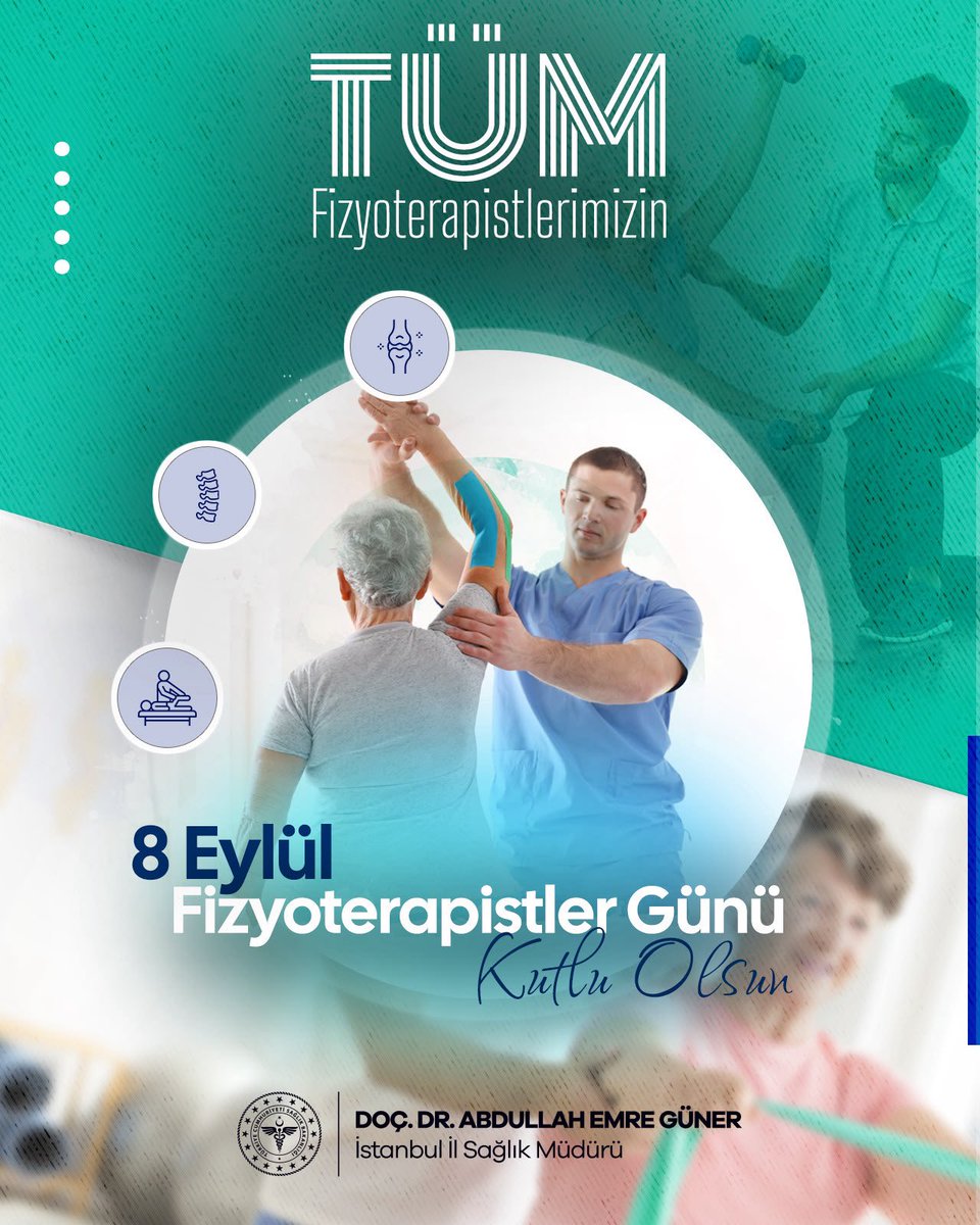 dr_aemreguner's tweet photo. Hareketin gücünü sağlığa dönüştüren, yaşam kalitesini artıran ve her adımda iyileşmeye eşlik eden; bilgisi, emeği ve özverisiyle hayatlara dokunan tüm fizyoterapistlerimizin 8 Eylül #DünyaFizyoterapistlerGünü kutlu olsun. https://t.co/FC92ugW0f1