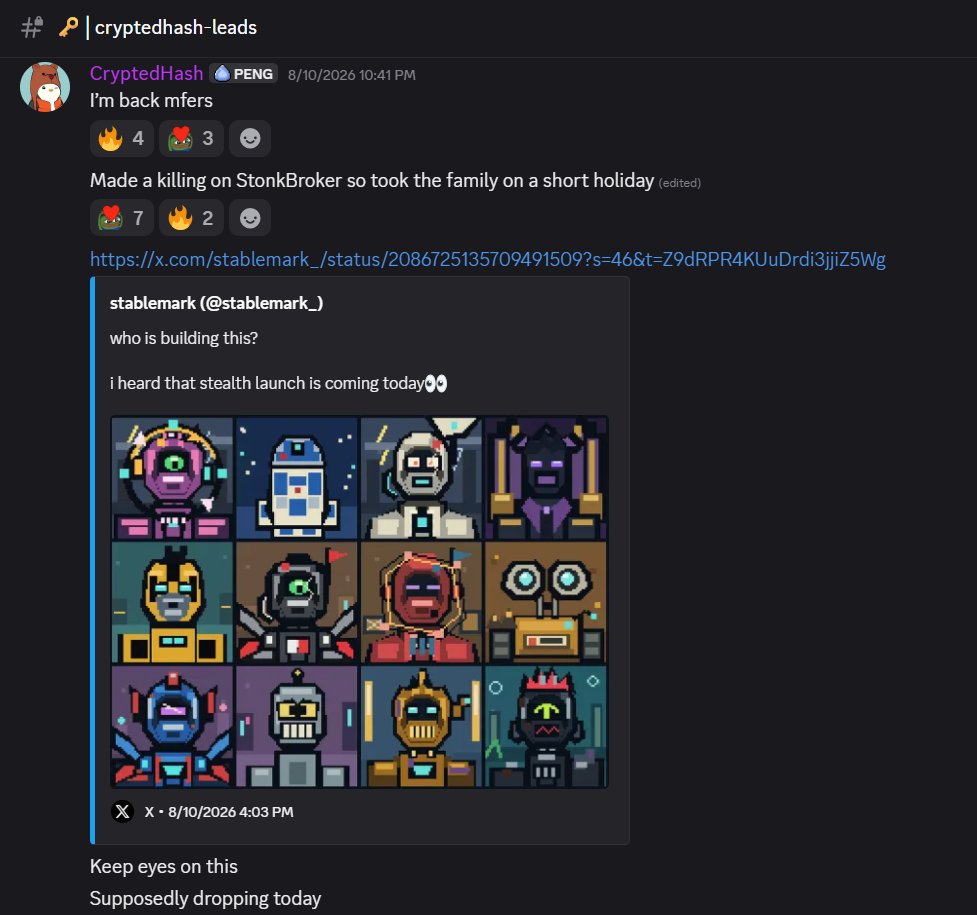 gxdblast's tweet photo. While I’ve been away and focused on building something behind the scenes, our alpha callers in @PulseAnchor haven’t slowed down.

They’ve been quietly cooking, and the track record speaks for itself.

@hashcrypted Calls:
- RoboBrokers pre-mint → 0.05 ETH peak
- Doll Club pre-mint → 0.016 ETH peak
- Weasels in Stock at 0.0006 ETH → 0.005 ETH peak
- Hippodrome at 0.0034 ETH → 0.045 ETH peak