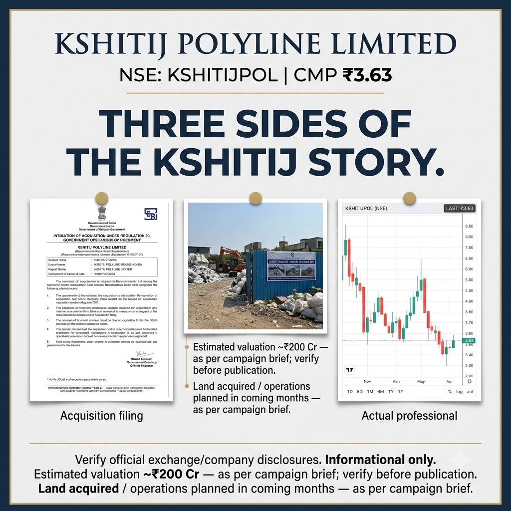 Priya_patel7_'s tweet photo. Kshitij Polyline Limited ka latest story interesting hai.
CMP ₹3.63 remains under observation.
Acquisition update keeps the narrative active.
#SmallCapGem https://t.co/3wE4siiaHv