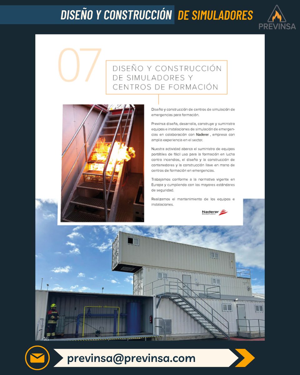 GrupoPrevinsa's tweet photo. 🏗️🔥 Simuladores y centros de formación PREVINSA
Diseñamos y construimos espacios de entrenamiento en emergencias:
✔️ Simuladores avanzados
✔️ Centros llave en mano
✔️ Cumplimiento normativo
✔️ Máxima seguridad
Entrena en condiciones reales.
#Previnsa #Simuladores https://t.co/DEyDxjZb1F