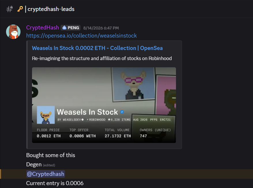 gxdblast's tweet photo. While I’ve been away and focused on building something behind the scenes, our alpha callers in @PulseAnchor haven’t slowed down.

They’ve been quietly cooking, and the track record speaks for itself.

@hashcrypted Calls:
- RoboBrokers pre-mint → 0.05 ETH peak
- Doll Club pre-mint → 0.016 ETH peak
- Weasels in Stock at 0.0006 ETH → 0.005 ETH peak
- Hippodrome at 0.0034 ETH → 0.045 ETH peak
