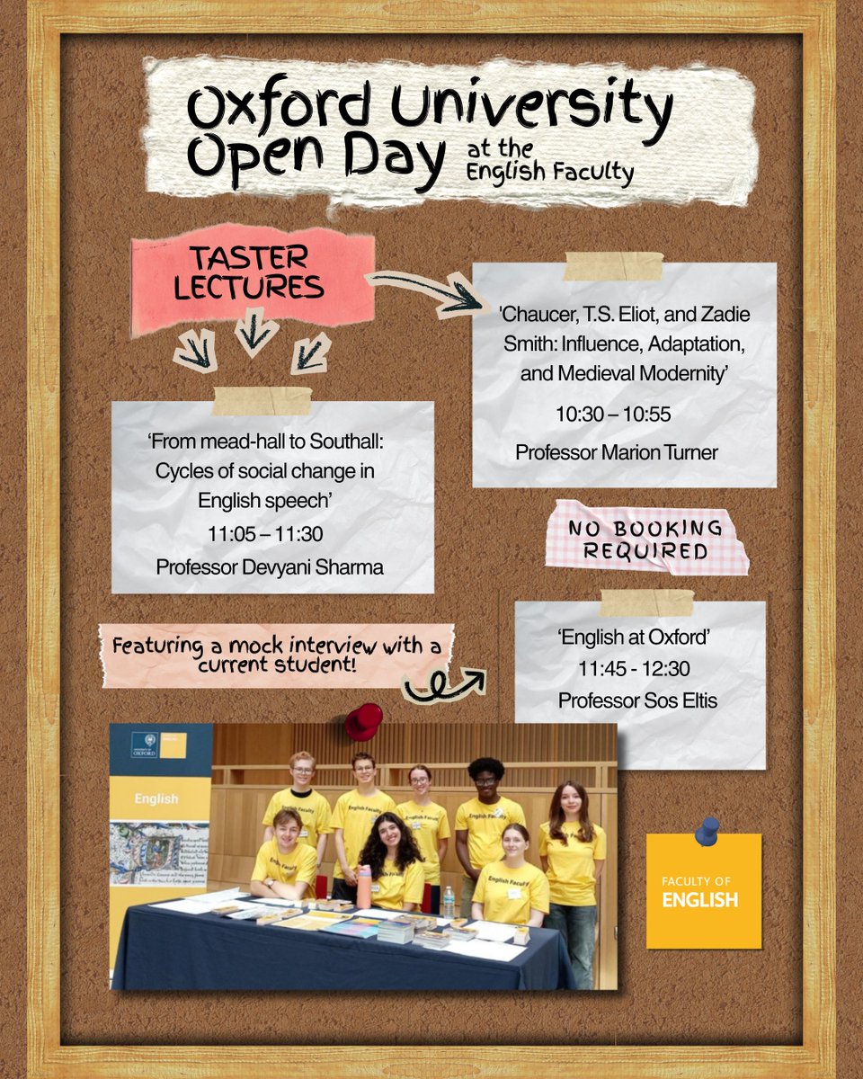 EngFac_Outreach's tweet photo. Check out all the fantastic talks we have planned for our Open Day next week - make sure to share with any students who might be interested! ✨🌞#ALevelEnglish #SixthForm #ApplyingToOxford #OxfordUniStudent #OxfordAdmissions https://t.co/FHa74xkzny