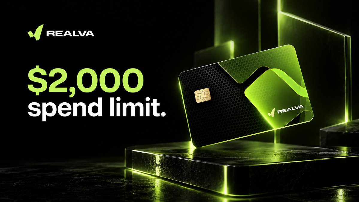 RealvaFinance's tweet photo. The Realva Card limit is now $2,000 per card.

People were using the card enough to hit $1,000. We doubled the cap so a month of ordinary spending does not stop in the middle.

Same card. Same stocks. More room.
https://t.co/P7wCFpglmS https://t.co/3VxyxzFzVf