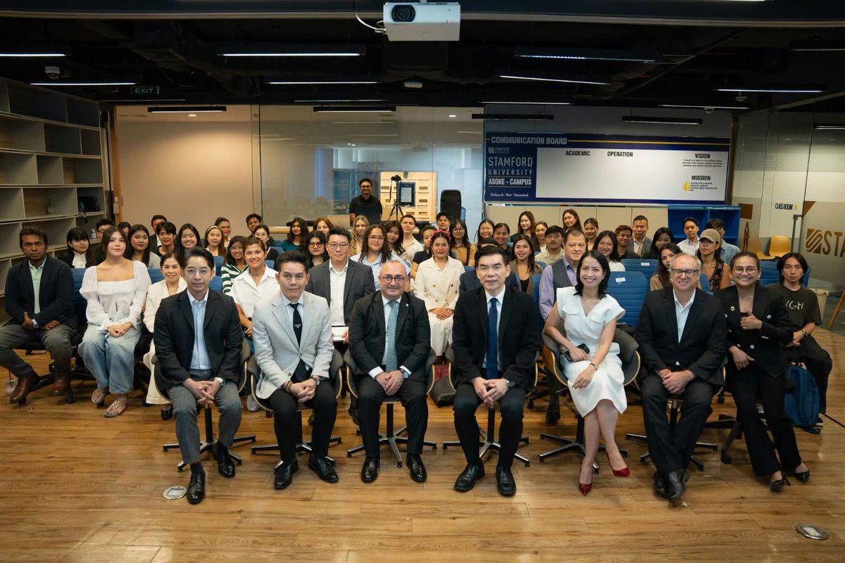 AzEmbassyTH's tweet photo. On 5 September 2026, Ambassador Elchin Bashirov delivered a speech on Azerbaijan’s foreign policy and Azerbaijan–Thailand bilateral relations at the 11th “Meet the Ambassador” event, held at Stamford International University of Thailand. The event was attended by the President of Stamford International University, as well as professors and students of the university. Approximately 100 participants took part in the event, which was organized in a hybrid format.