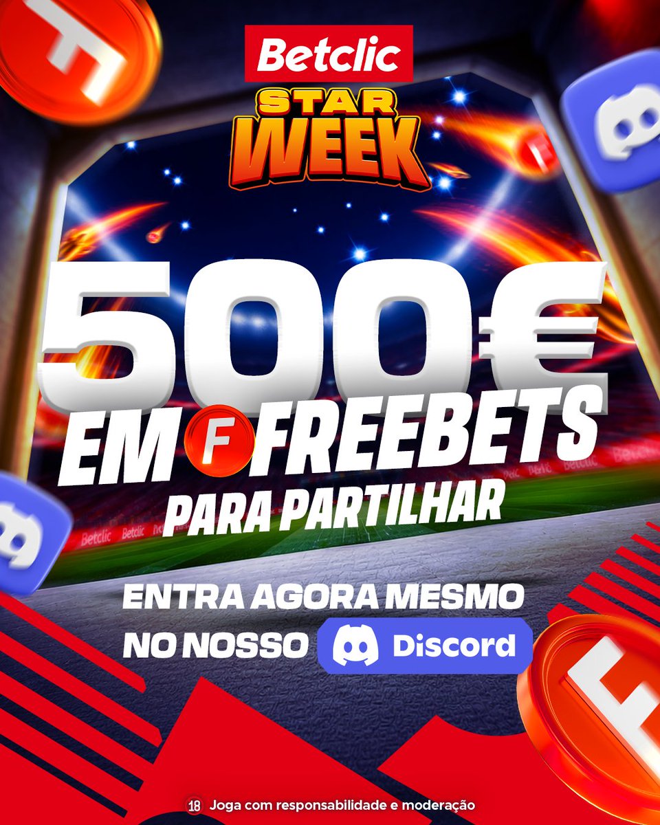 BetclicPortugal's tweet photo. Pensavam que o regresso da Champions só ia dar Freebets no nosso Discord? Também vamos oferecer 20€ para 25 pessoas por aqui!

- Segue @BetclicPortugal
- Dá RT
- Comenta #DiscordBetclic + Username

1 comentário apenas, pago hoje.
Entra no nosso discord ➡️ https://t.co/pf2R8BKSpO https://t.co/pShxnoeIvb