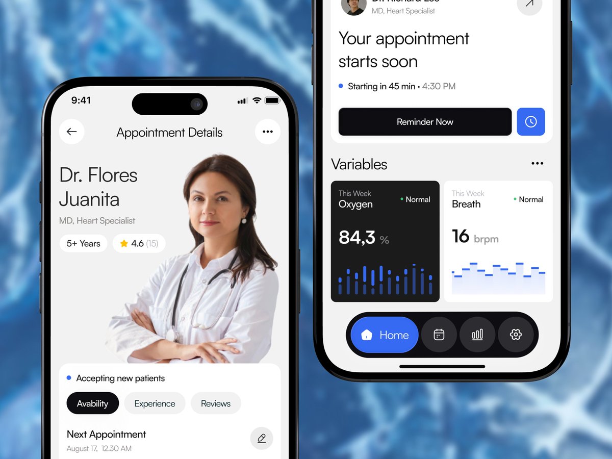 XoraaStudio's tweet photo. healthcare app concept designed to feel less clinical, more human. 🩺
#uidesign #uxdesign #healthcareapp #mobileapp #figma https://t.co/ClL49yAxlo