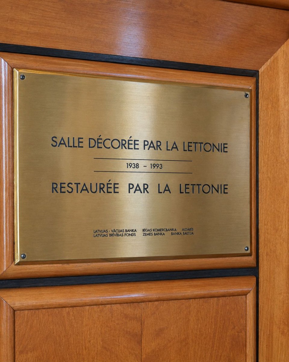 UNGeneva's tweet photo. This #TourTuesday, we are stepping into Room X, a charming space at @UNGeneva gifted by the Republic of Latvia 🇱🇻 in 1938. The room was designed by Aleksandrs Birzenieks and every component was built in Latvia, shipped to Geneva &amp; then assembled over six weeks.

@LatviaUN_Geneva https://t.co/IxotgYhYva
