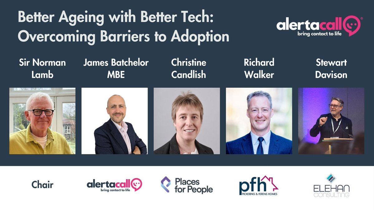 Alertacall's tweet photo. 📢 It's day 1 of #THCS26

🎤Better Ageing With Better Tech: Overcoming Barriers To Adoption. Join us for this panel session chaired by @normanlamb with speakers including @RWalker1867 @PFH_Hull &amp; Christine Candlish, Places for People.

⏲️13:10-13:55
👉 https://t.co/zyBCwUN4sN https://t.co/uZNXEsJaSH