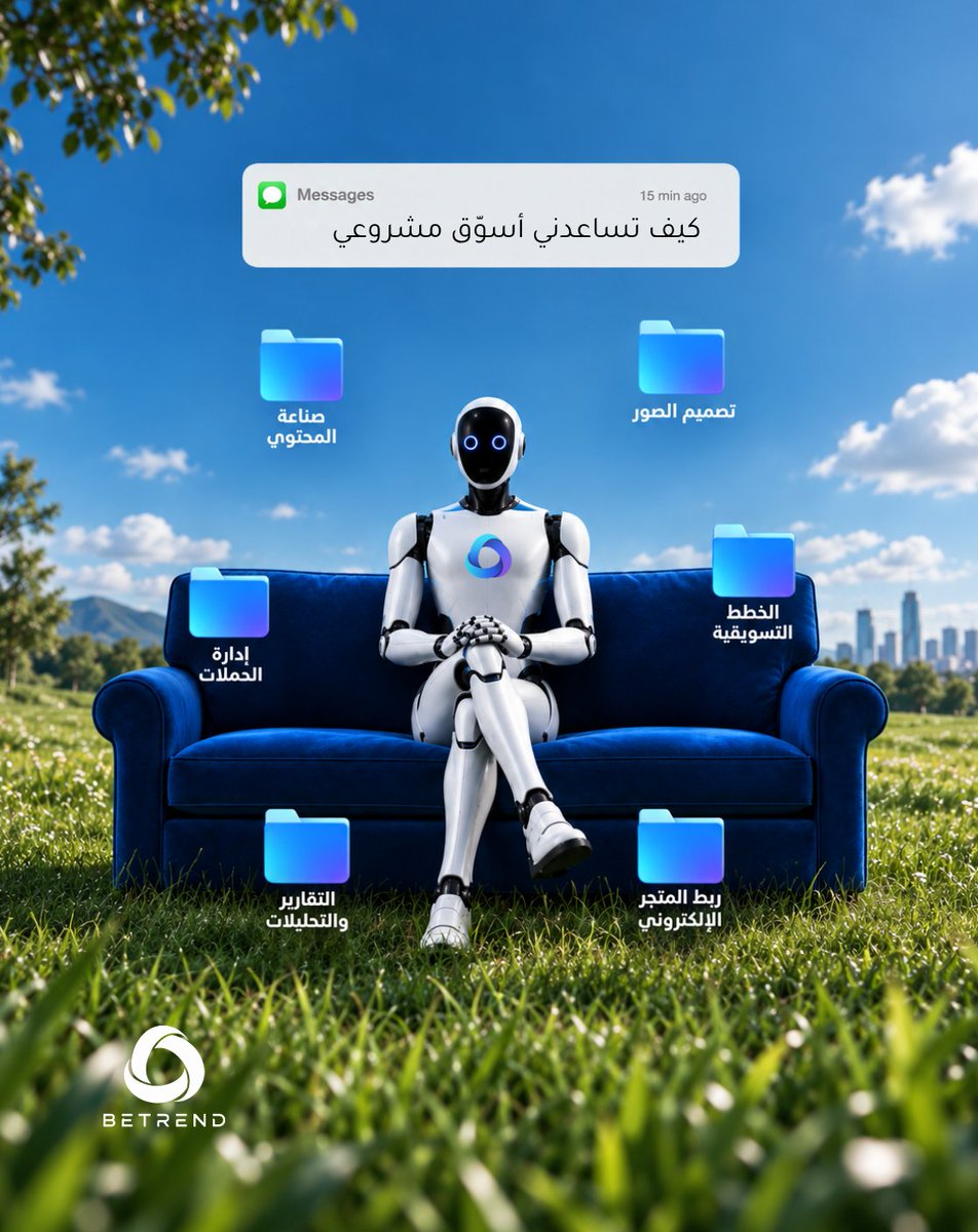 betrendai's tweet photo. "وش تقدر تسوي لتسويق مشروعي؟" 👀
محتوى، تصاميم، خطط وحملات… BETREND يساعدك تجمع جوانب تسويق مشروعك في تجربة واحدة أذكى. 💙🚀
#BETREND #بي_ترند #AI https://t.co/lcxMf9uiPG