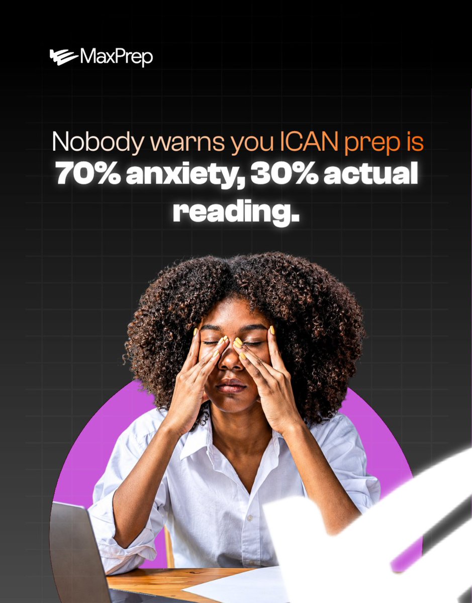 MaxPrepApp's tweet photo. Nobody warns you ICAN prep is 70% anxiety and 30% actual reading.

If you’ve ever wondered, “Am I even preparing the right way?” you’re not alone.

👇 https://t.co/D6bGDnxcbd
