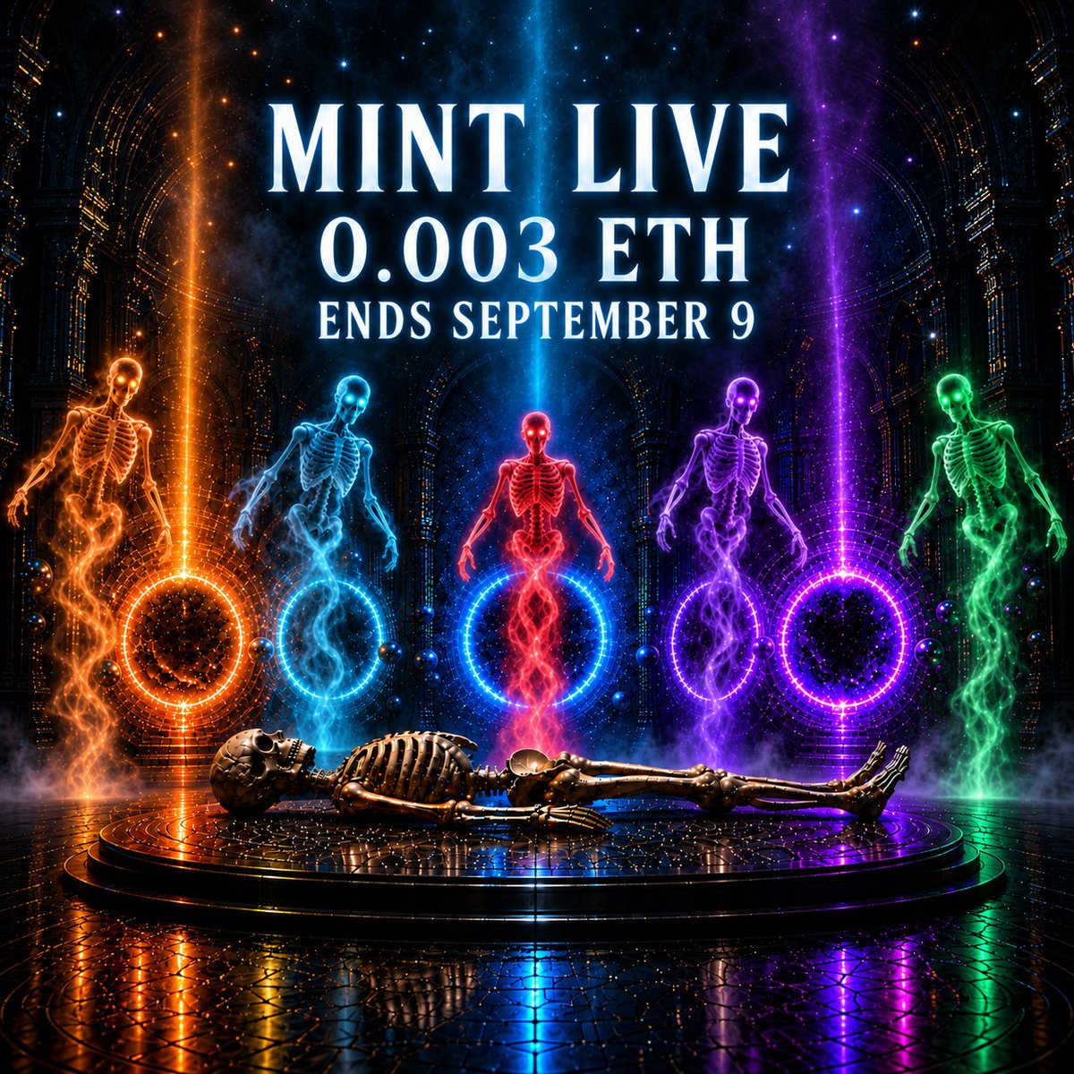 ERC_NFT2022's tweet photo. The portals are open. The fallen are rising. 💀

Skeleton Dreams mint ends tomorrow — September 9.

Mint: 0.003 ETH
Enter before the portals close. ⚡
#NFT #NFTCommunity #DigitalArt #SkeletonDreams https://t.co/mqlMDdc7aY