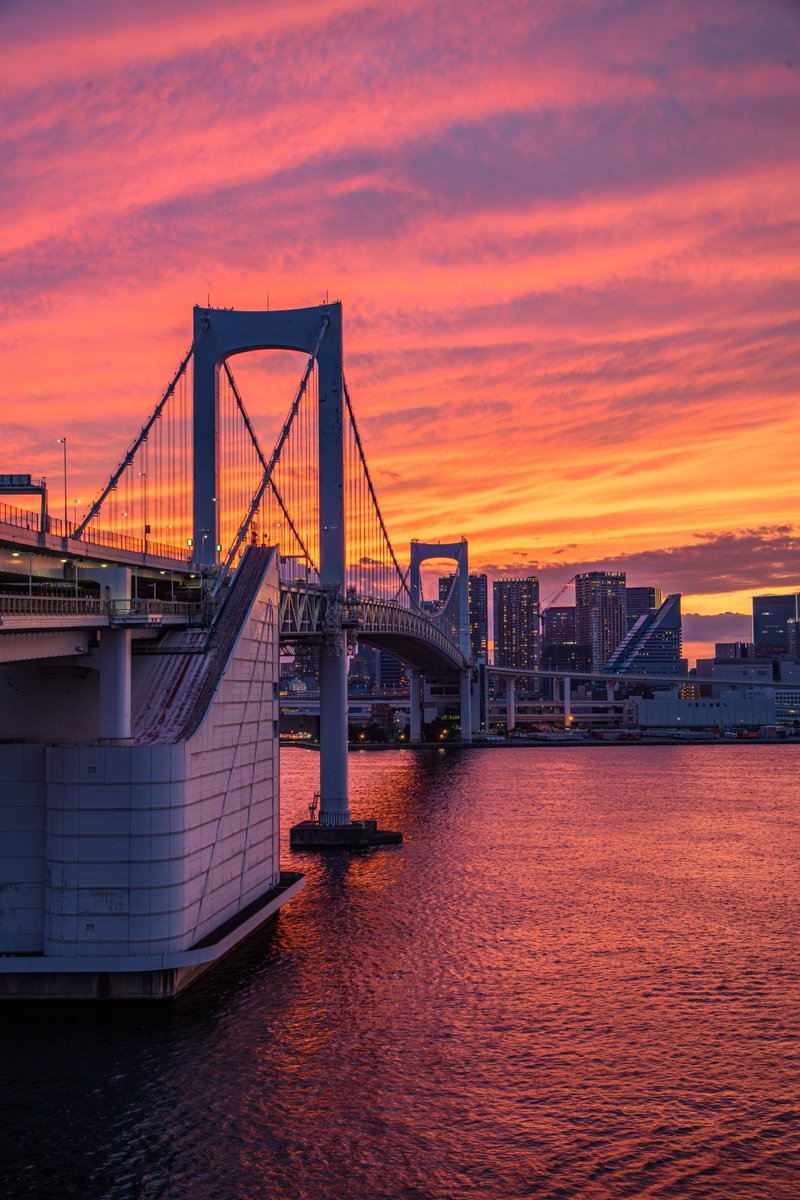 haskap1017's tweet photo. レインボーブリッジから見る先日の夕焼け空が綺麗でした https://t.co/Hj17vLxMwx