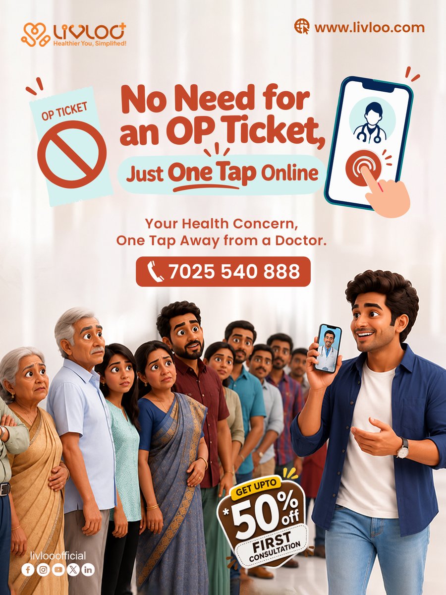 livlooofficial's tweet photo. 🏥 Need an OP Ticket? Skip the Queue!

No need to spend hours waiting at the hospital. 🩺
Consult a doctor online from the comfort of your home with Livloo.

📞 7025 540 888

Skip the queue. Start your consultation. 💙
#Livloo #OnlineDoctor #Healthcare #DoctorConsultation https://t.co/wm1CM9O8fM