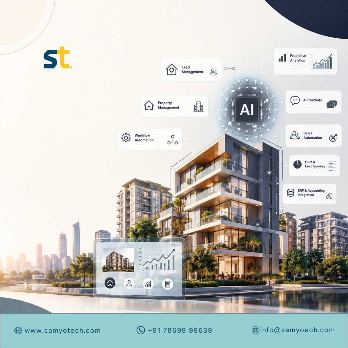 samyotech's tweet photo. AI is transforming real estate, from smarter lead management and automation to better analytics and customer engagement.
Discover what a #RealEstate software solution can do for modern real estate businesses.
#AI #PropTech #RealEstateTechnology #AISoftware #BusinessAutomation https://t.co/Y7QE5GcQbr
