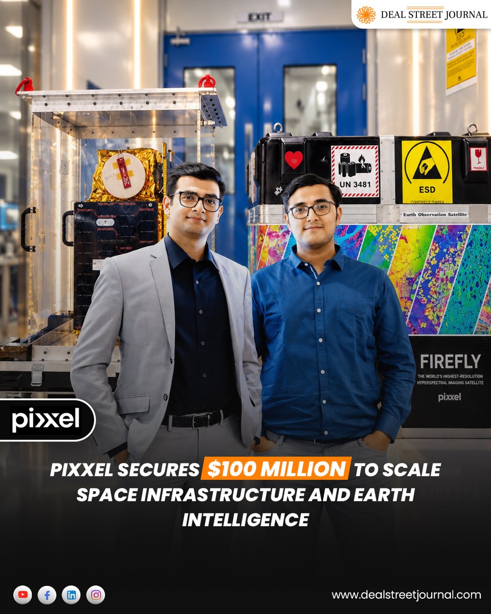 DealStreetJ's tweet photo. Indian space-tech company (@PixxelSpace) Pixxel  has 𝐫𝐚𝐢𝐬𝐞𝐝 $100 𝐦𝐢𝐥𝐥𝐢𝐨𝐧 in a 𝐒𝐞𝐫𝐢𝐞𝐬 𝐂 𝐟𝐮𝐧𝐝𝐢𝐧𝐠 𝐫𝐨𝐮𝐧𝐝 co-led by (@Temasek) Temasek  and (@seraphim_space) Seraphim, taking its total funding to $195 million. 

The round also saw participation from (@360ONEAsset) 360 ONE Asset,   IMM Investment  and existing investors including (@radicalvcfund) Radical Ventures  and (@growXventures)  GrowX Ventures. 

𝐅𝐨𝐮𝐧𝐝𝐞𝐝 𝐢𝐧 2019 by (@awaisahmedna) Awais Ahmed  and (@kshitijgokul) Kshitij Khandelwal , Pixxel develops hyperspectral imaging satellites and Earth-intelligence solutions for commercial and government applications. Its Firefly constellation generates detailed Earth-observation data, while its Aurora platform combines satellite datasets and analytics to convert imagery into actionable intelligence.

Pixxel has deployed six Firefly satellites, secured contracts with NASA and the US National Reconnaissance Office, and was selected to lead a 12-satellite Earth-observation constellation under IN-SPACe. 

The company is also developing the Honeybee constellation, alongside SAR and ultra-high-resolution optical imaging capabilities.

𝐑𝐞𝐯𝐞𝐧𝐮𝐞 𝐫𝐨𝐬𝐞 26% 𝐭𝐨 ₹363 𝐦𝐢𝐥𝐥𝐢𝐨𝐧 𝐢𝐧 𝐅𝐘2025, 𝐚𝐥𝐭𝐡𝐨𝐮𝐠𝐡 𝐄𝐁𝐈𝐓𝐃𝐀 𝐦𝐚𝐫𝐠𝐢𝐧 𝐰𝐢𝐝𝐞𝐧𝐞𝐝 𝐭𝐨 -52.69%. 

The new funding will support satellite manufacturing, sensing technologies, Earth intelligence and sovereign space systems as Pixxel scales beyond hyperspectral imaging.

If you wish to read more:
https://t.co/DNpYO4zbB8

#Pixxel #SpaceTech #Growthfunding #Temasek #Seraphim #360 ONE Asset #RadicalVentures #GrowXVentures