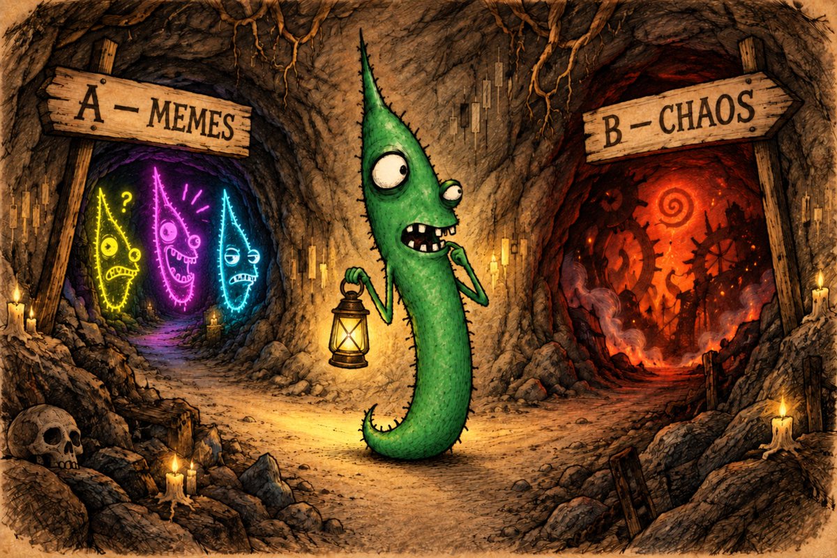WickWormCoin's tweet photo. Wick found two tunnels.

One leads to memes.

The other leads to complete chaos.

Which way should he crawl? 🪱

A — MEMES
B — CHAOS https://t.co/oBsOyYjeGA