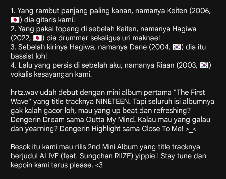NooseYoungjun's tweet photo. @RavelerHannah Yuk kenalan! hrtz.wav itu band jebolan survival show band Steal Heart Club-nya Mnet loh, kalau mau tau perjalanan sebelum line up kami terbentuk boleh kepoin shownya!

Anyway, aku sebagai keyboardist dan madhyung di sini (2000)! Sisanya aku kenalin lewat foto kedua ya kakak. :] https://t.co/kDyhWy9duI