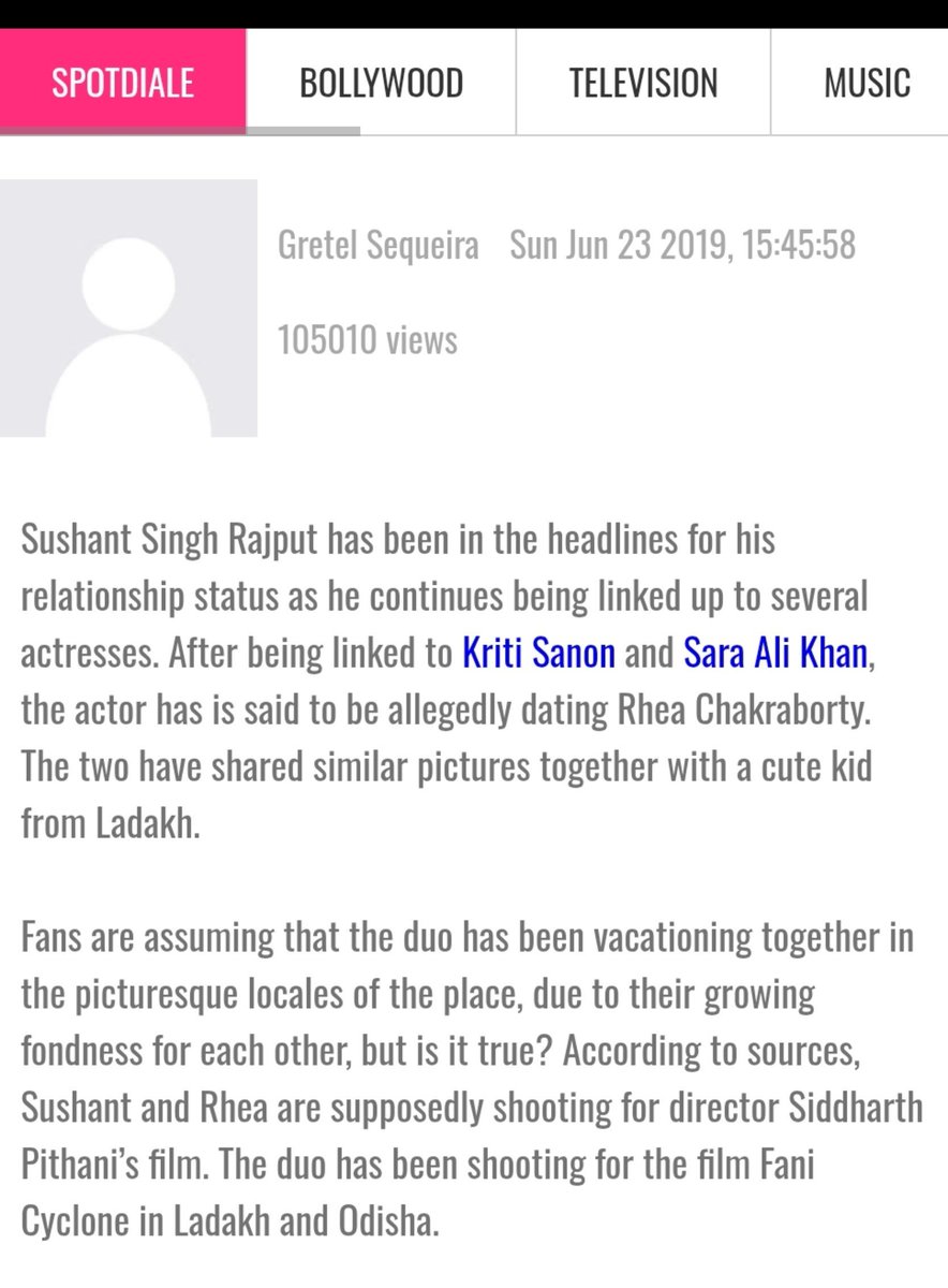 BhaaratDhruga's tweet photo. @itsSSR @republic One other bizzare angle is, as per this attached article, Sushant, Rhea were working for a project (short film) based on a Cyclone.

Which was being directed by none other than SIDHARTH PITHANI.

Was he really a Flatmate or a Team mate (Director)? https://t.co/DjfpjuLxzR