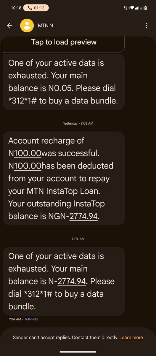 emmaankoh's tweet photo. @DavidHundeyin @DavidHundeyin 
I can't believe my eyes 👀 that am owing @MTNNG 0ver 3,000 naira  without applying for the airtime loan and there are deducting it from my recharge.
This is the fraud of the highest, and am not the only one experiencing this. Please help us look into this thanks. https://t.co/rLqfHC2uSF
