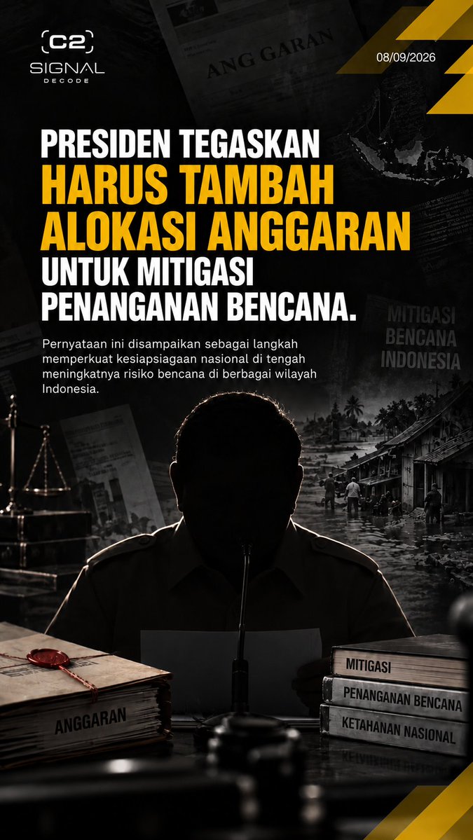 signal__decode's tweet photo. Presiden menegaskan perlunya tambahan alokasi anggaran untuk memperkuat mitigasi dan penanganan bencana. Seberapa siap Indonesia menghadapi risiko bencana yang terus meningkat?

#MitigasiBencana #AnggaranNegara #bencanaindonesia #SignalDecode #fyp https://t.co/iiHcyy8w1b