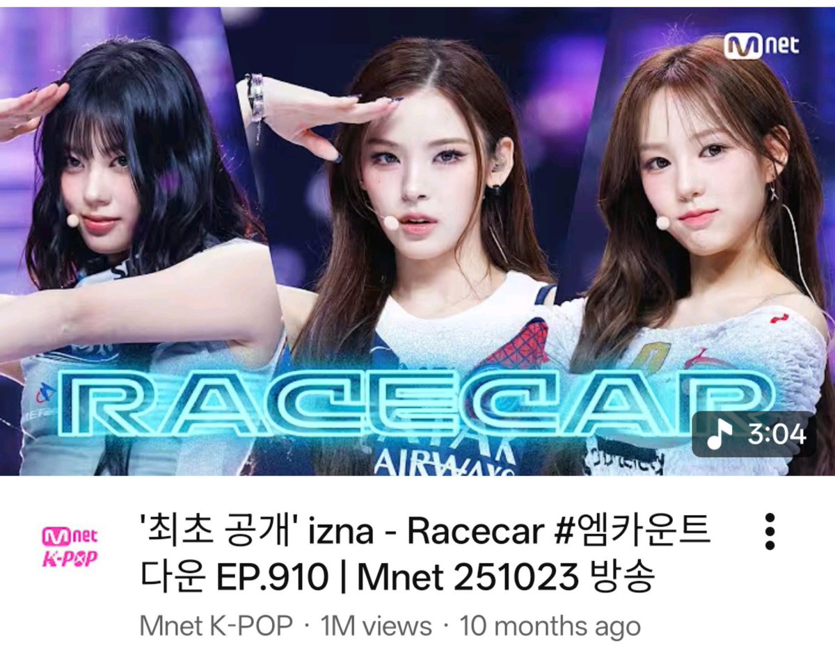 iznayamily's tweet photo. izna Racecar performance on M Countdown has officially hit 1 MILLION views! 🎉🏁✨💨

#izna #이즈나 @izna_offcl https://t.co/ZNKqbMWAhZ