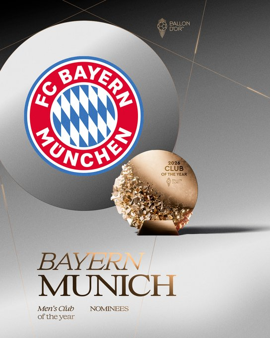 thetopcornerx's tweet photo. Bayern nominated as men's club of the year.

#ballondor https://t.co/zVLMo8vMQc