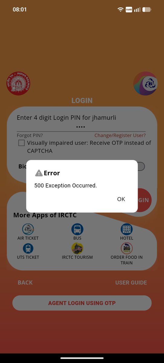 MurliXJha's tweet photo. Hi @IRCTCofficial , if users are constantly getting errors during booking, then how is it possible that someone else manages to book all the tickets within minutes while genuine users are left with nothing? https://t.co/2sWD3uoBJA