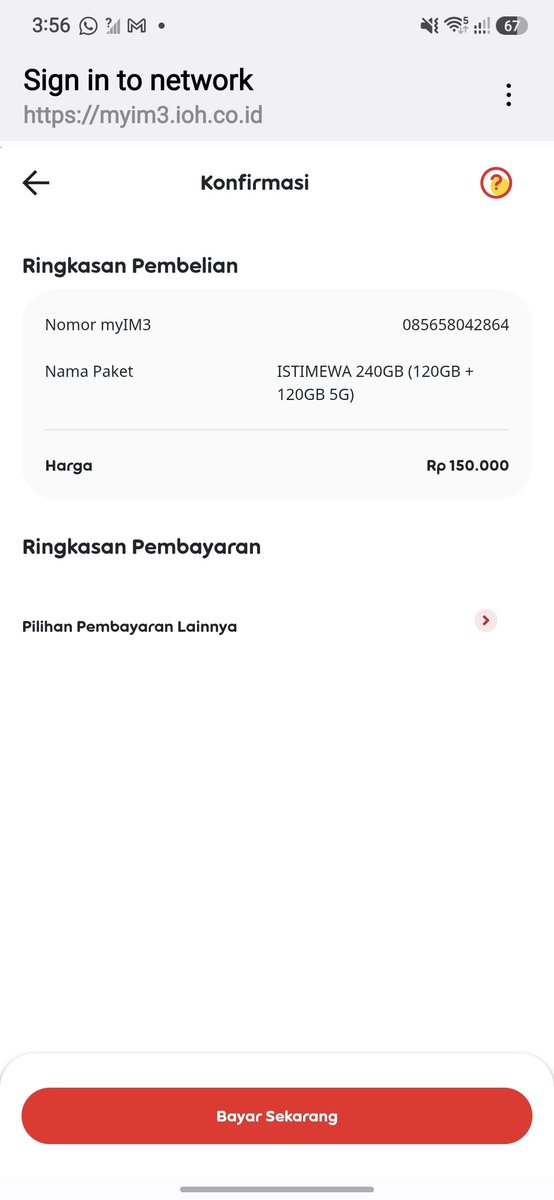 MRezaSaragih's tweet photo. Saya bayar Rp150rb untuk paket ISTIMEWA 240GB (120GB + 120GB 5G) yang jelas tertera di website. Setelah bayar, hanya masuk 120GB. CS bilang “blm update sistem”. Mslh sistem bukan tanggung jawab pelanggan. Mohon penuhi 240GB sesuai yang ditawarkan. @CareIM3 @indosat @indosatim3 https://t.co/tS0lv0Fplh
