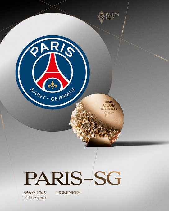 thetopcornerx's tweet photo. PSG nominated as men's club of the year.

#ballondor https://t.co/OFdt4RzJJX