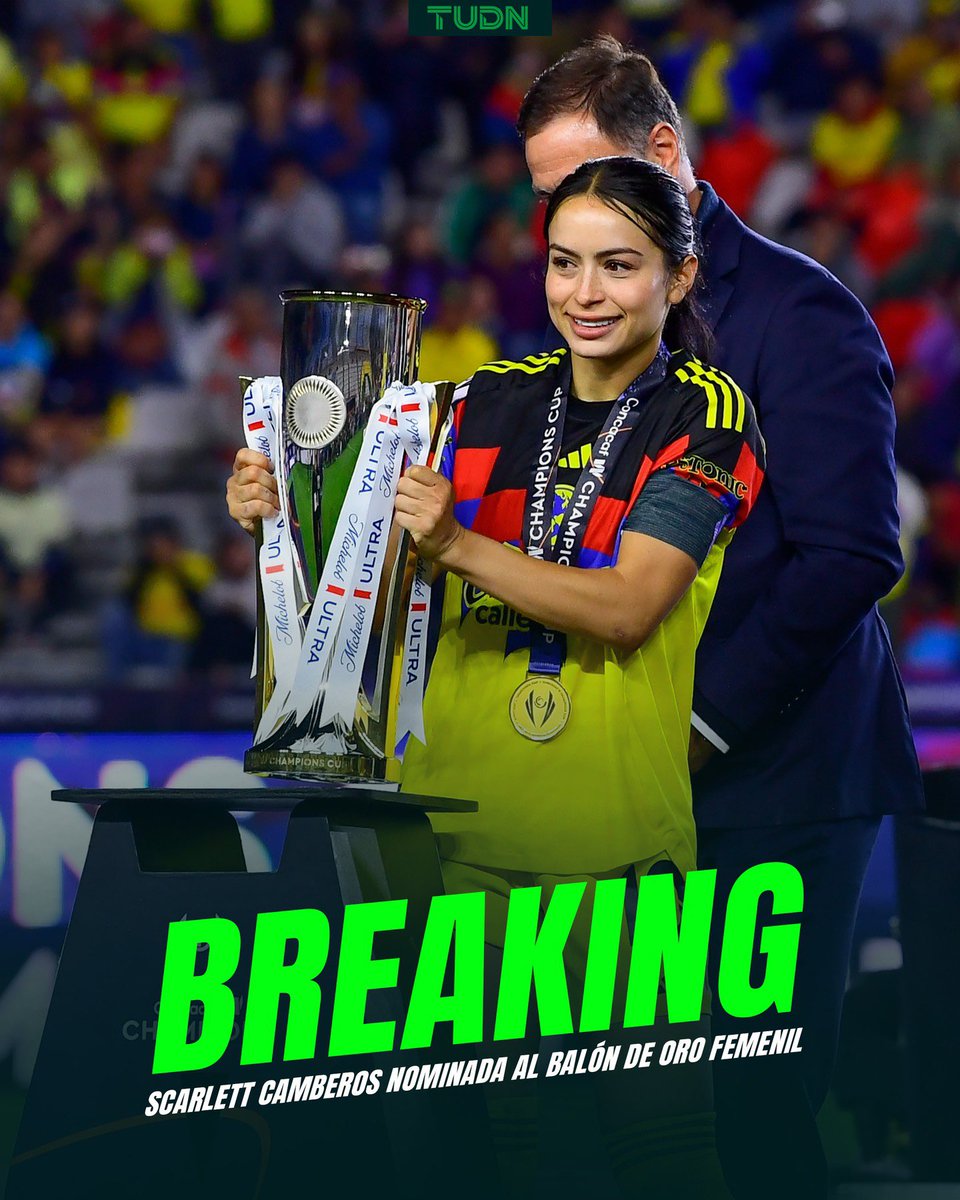 TUDNMEX's tweet photo. 🦅🤩🏆 ¡Scarlett Camberos, nominada al Balón de Oro!

https://t.co/ILRHmm7OYj

#EllasEnTUDN | #FutbolFemenil | #LigaMXFemenil https://t.co/yR0JgjXdaF