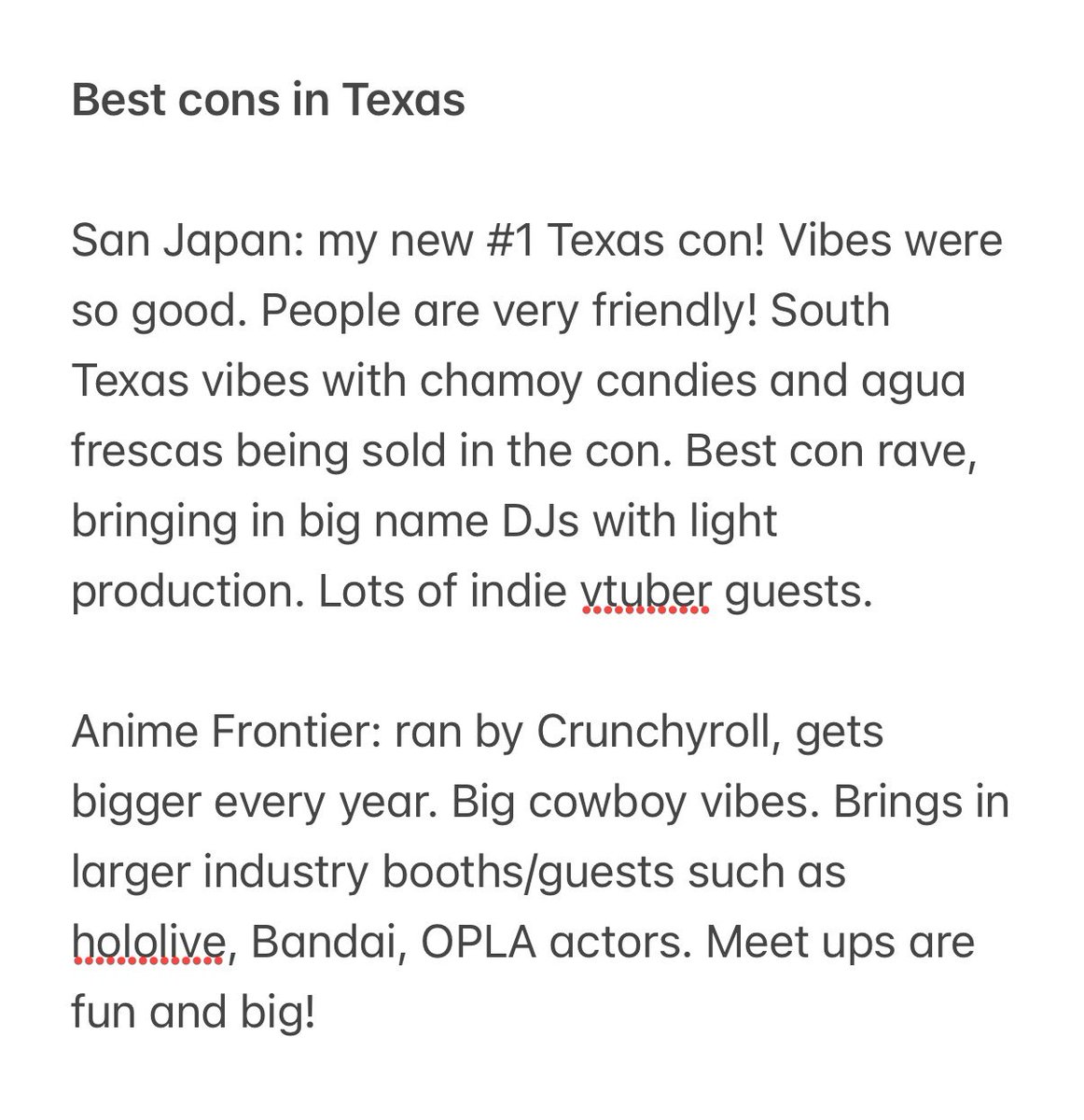 ameviolegrace's tweet photo. People often ask me which cons I recommend attending in Texas. Here are my top 2 :) https://t.co/ZYrvfWUXzZ