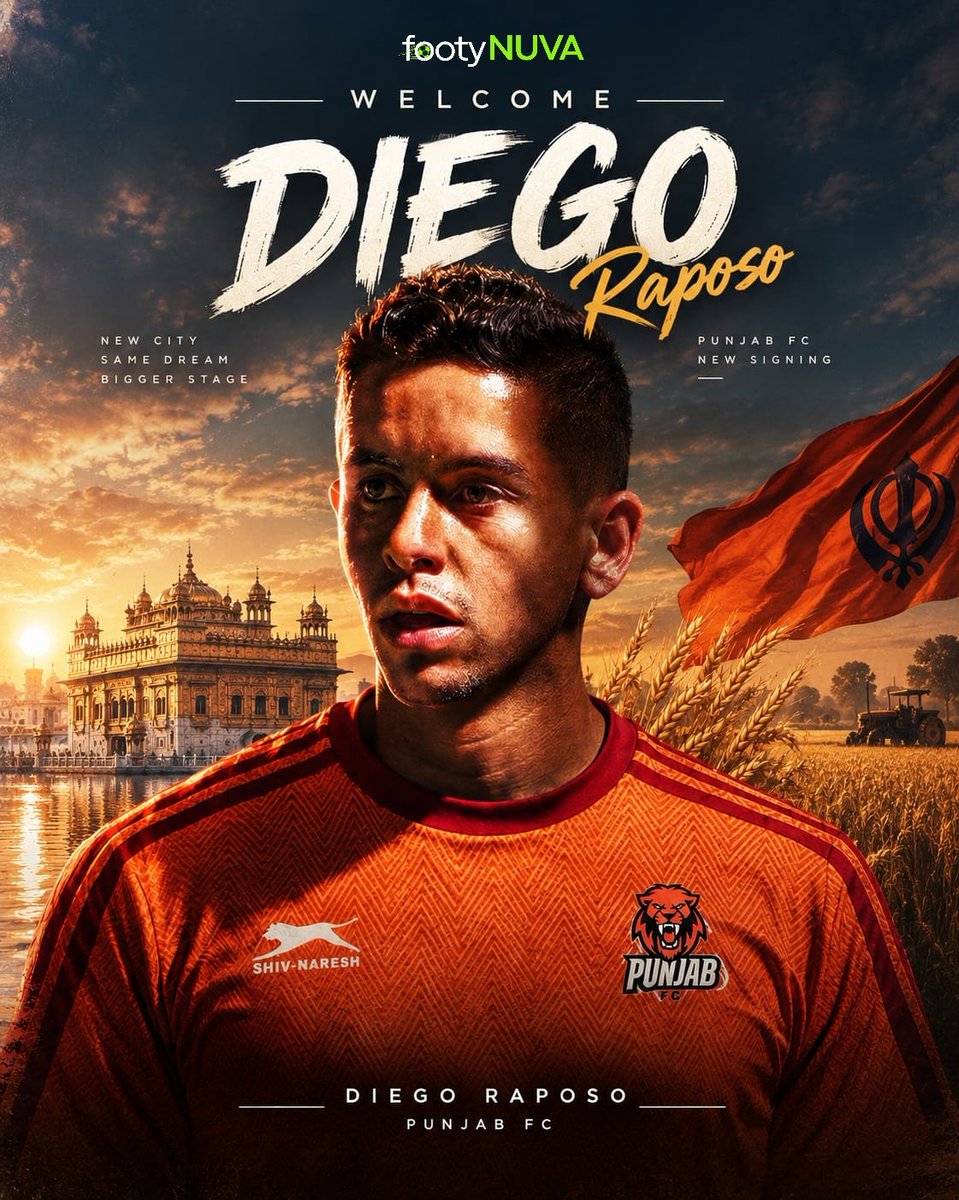 FootyNUVA's tweet photo. 🇧🇷 Samba meets the Shers’ Den! 🦁🔥
Punjab FC welcome Brazilian attacker Diego Raposo to the family! 🧡
A new chapter begins in #Punjab. Let the samba begin! 🇧🇷⚡
#Indianfootball #PunjabFC #TheShers https://t.co/M8CdIG2fVv