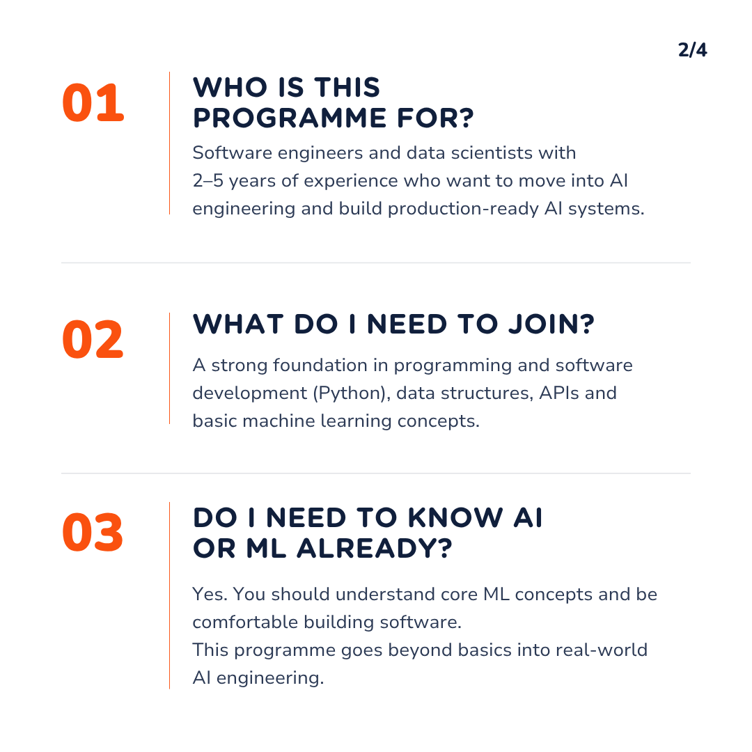 moringaschool's tweet photo. Thinking about moving into Applied AI Engineering?
We’ve answered some of the key questions. Swipe through to see if Applied AI Engineering is the right next step for you. 👇
Explore the programme: https://t.co/la6SKAeYAA
#AppliedAIEngineering #AIEngineering #Moringa https://t.co/9dCWfHesbd