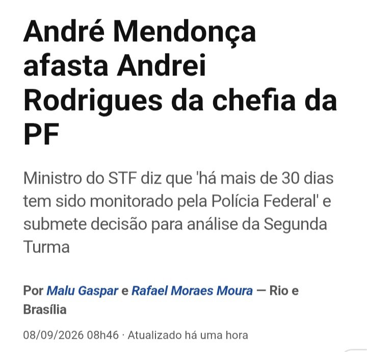 Rogeriononatosa's tweet photo. 🚩🚩ATENÇÃO MILITÂNCIA! 

Subam as tags:

 MENDONÇA GOLPISTA 
REAGE FACCHIN
É GOLPE 

André Mendonça simplesmente AFASTOU Andrei Rodrigues, diretor da PF responsável pelas investigações que colocaram Vorcaro na cadeia. Isso beneficia Flávio Bolsonaro, que continua sendo blindado por Mendonça.