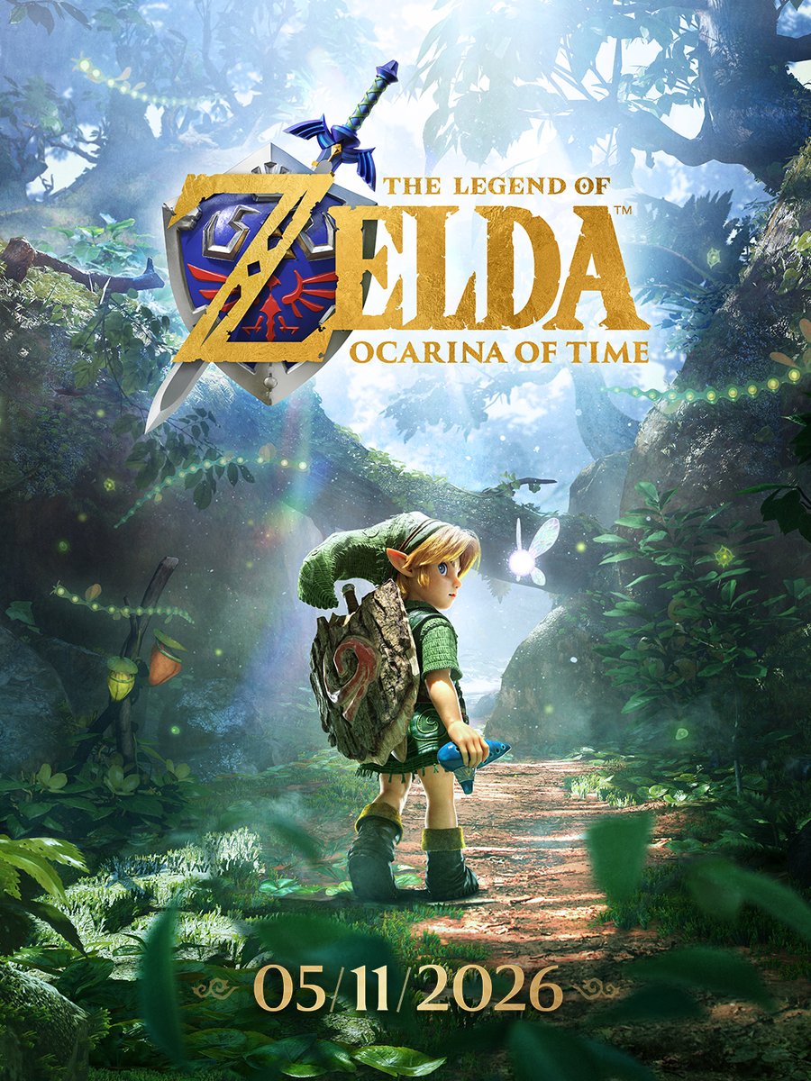 NintendoFrance's tweet photo. L'aventure renaît à travers le temps.

The Legend of #Zelda: Ocarina of Time fera son arrivée le 5 novembre en exclusivité sur #NintendoSwitch2. https://t.co/5vvmC0RlTq