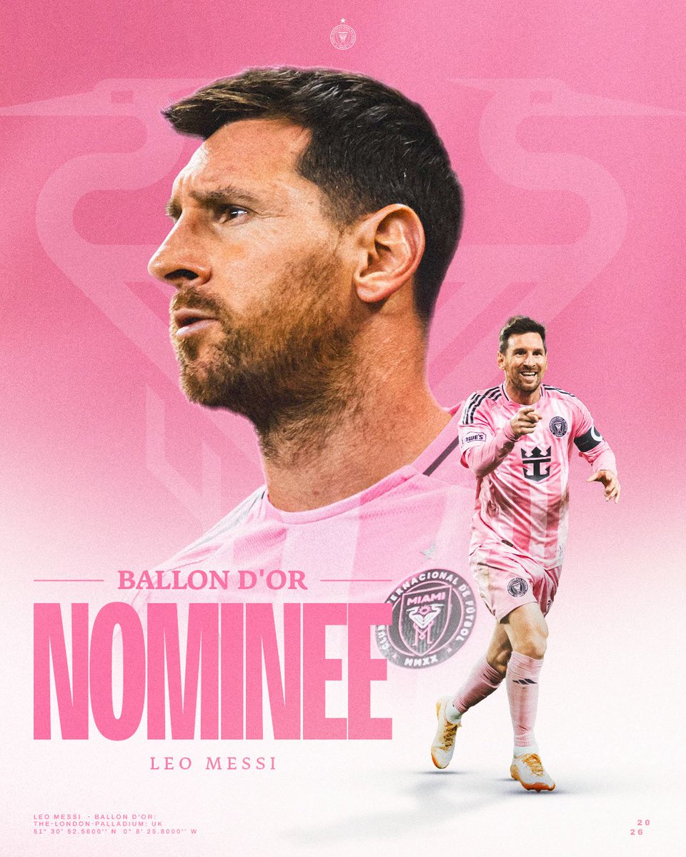 InterMiamiCF's tweet photo. Our captain has been nominated for the 2026 Ballon d’Or ✨🔟 https://t.co/FoenOXgPiW