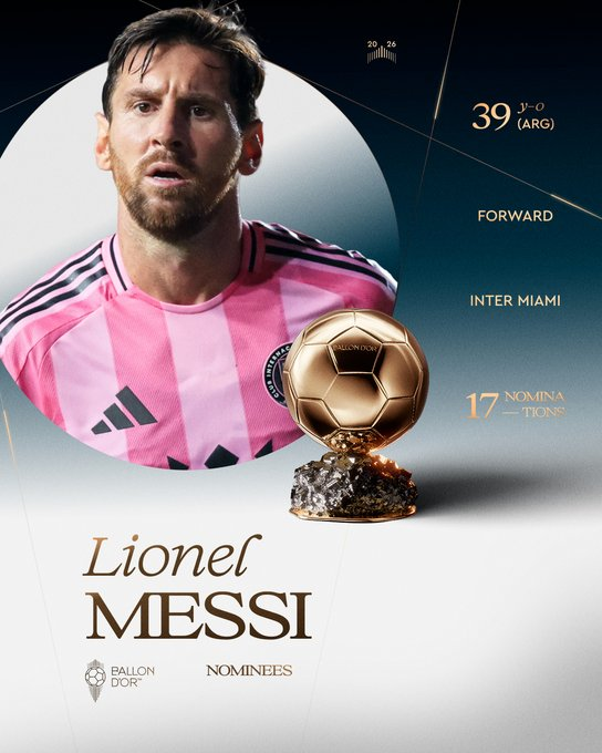 CabineSport's tweet photo. Messi nomeado. https://t.co/z5izm9UafB