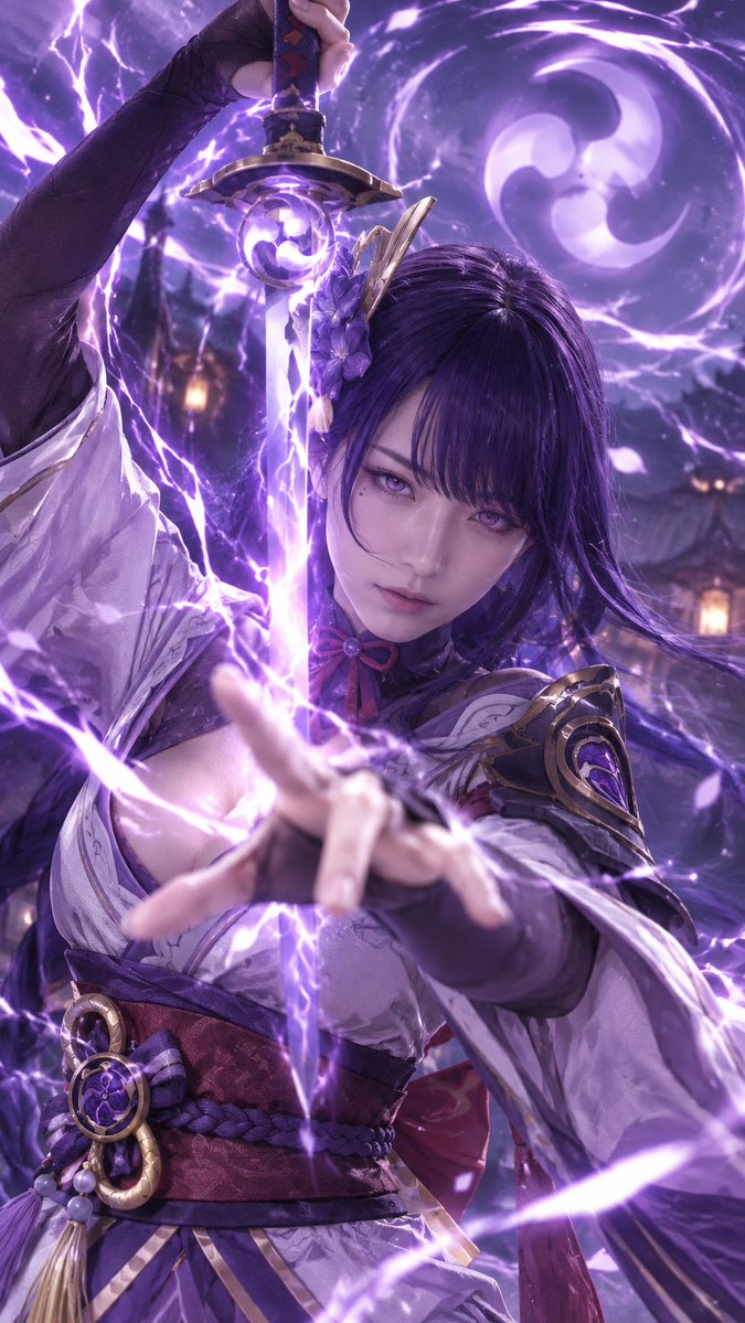 bluerain_97's tweet photo. 无念，断绝！原神雷电将军真人版
#原神 #雷电将军 #GenshinImpact #raidenshogun https://t.co/dZVbWliwAE