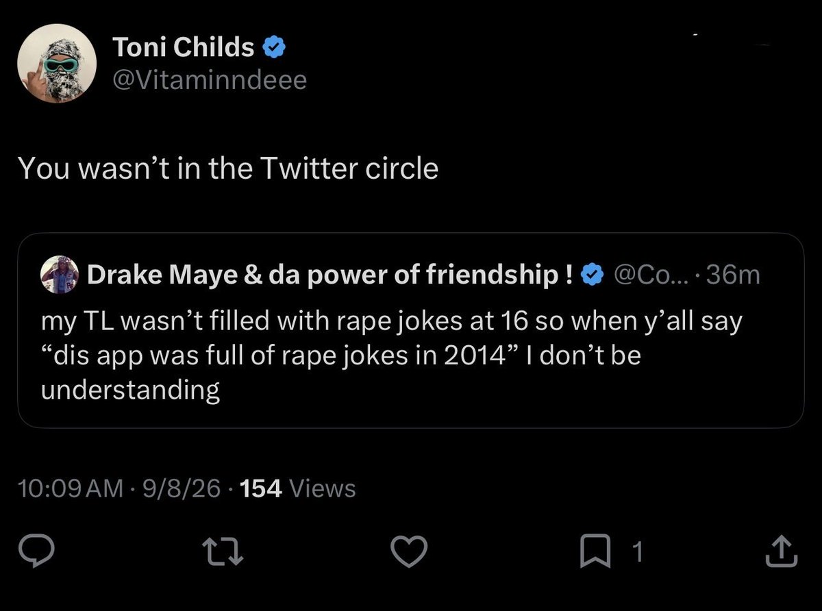 princessinfidel's tweet photo. Goofy bird ass said y’all wasn’t exclusive enough for the r@pe clique. Can’t make shit like this up. https://t.co/NJAB9mWdwM